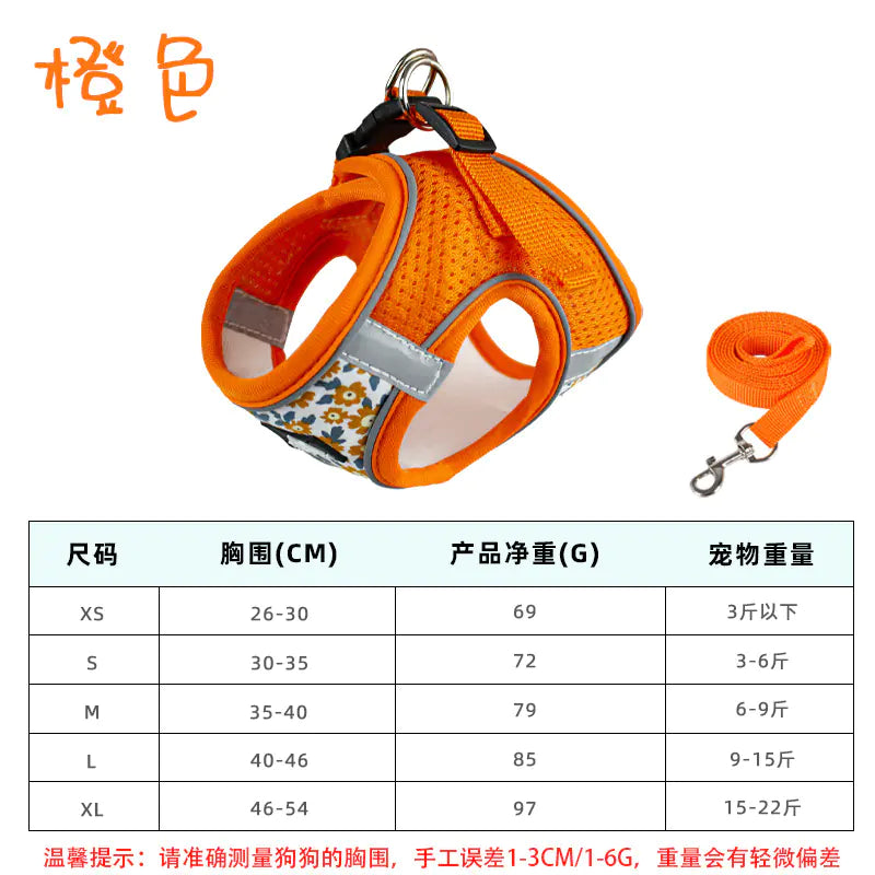 Floral Comfort Dog Harness & Leash Set