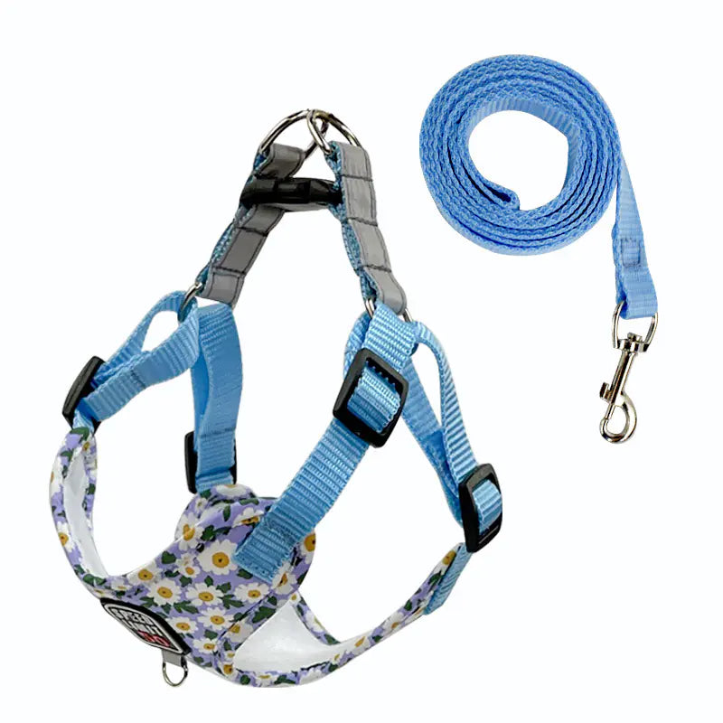 Floral Comfort Dog Harness & Leash Set