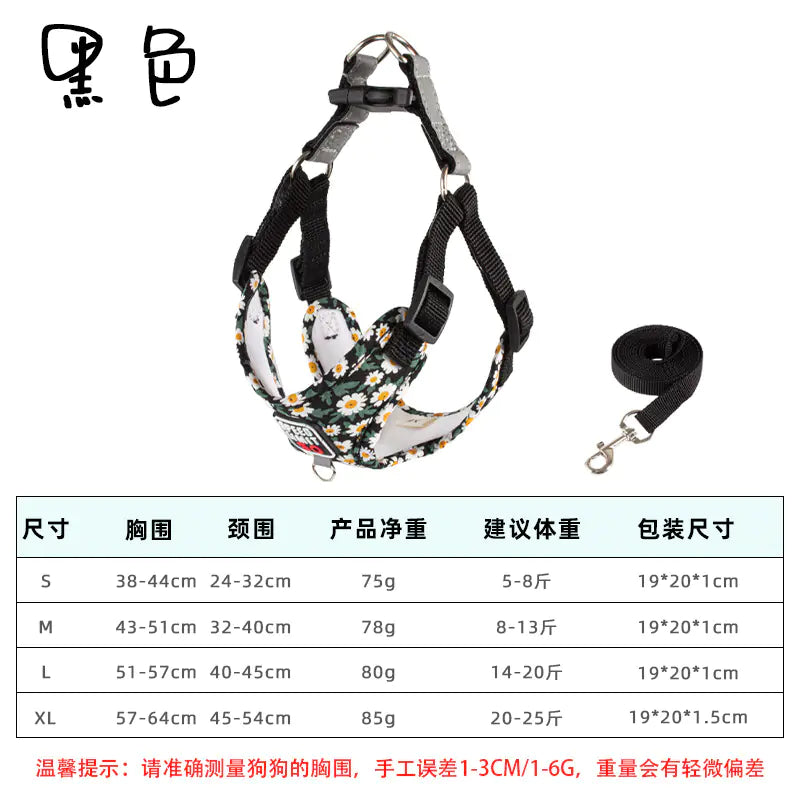 Floral Comfort Dog Harness & Leash Set