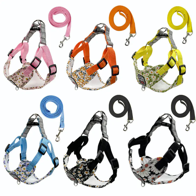 Floral Comfort Dog Harness & Leash Set
