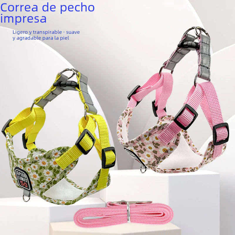 Floral Comfort Dog Harness & Leash Set